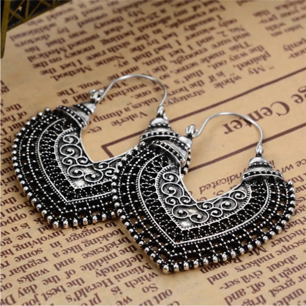 Vintage Heart Ear Stud Earrings Long Earrings Drop Dangle Earrings Jewelry_xi